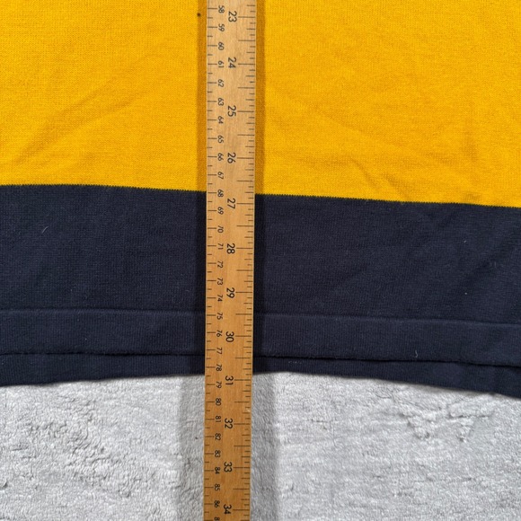 Tommy Hilfiger Shirt Mens Large Yellow Striped Long Sleeve Rugby Polo Spell Out - Picture 10 of 12